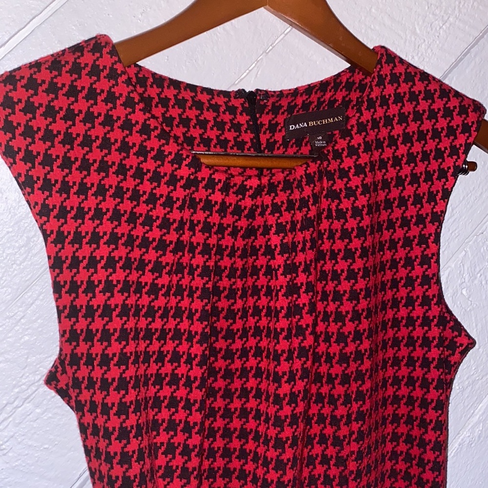 Dana Buchman Red & Black Houndstooth Dress 10